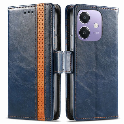 CASENEO 002 Series Case For Oppo A3x 4G / A40 4G / A60 5G Stand Wallet Splicing PU Leather Cover - Blue