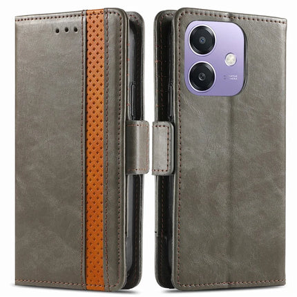 CASENEO 002 Series Case For Oppo A3x 4G / A40 4G / A60 5G Stand Wallet Splicing PU Leather Cover - Grey