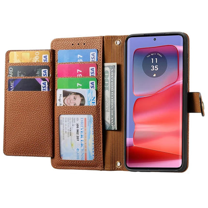 For Motorola Moto G75 5G Case RFID Blocking Zipper Pocket Leather Wallet Phone Cover