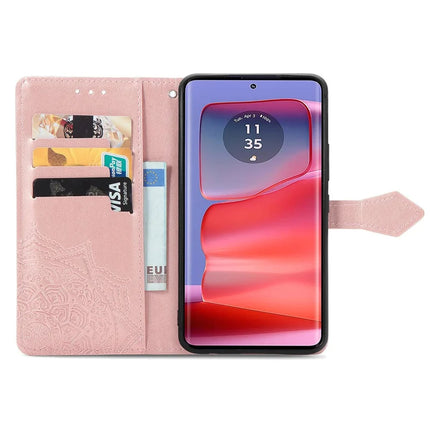 For Motorola Moto G75 5G Wallet Case Mandala Flower Leather Phone Cover Stand View