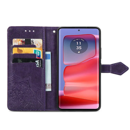For Motorola Moto G75 5G Wallet Case Mandala Flower Leather Phone Cover Stand View