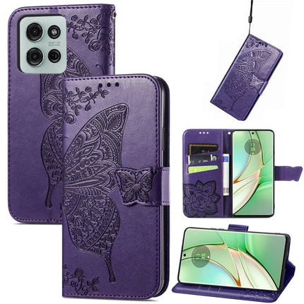 For Motorola Moto G75 5G Case PU Leather Wallet Phone Cover Butterfly Pattern