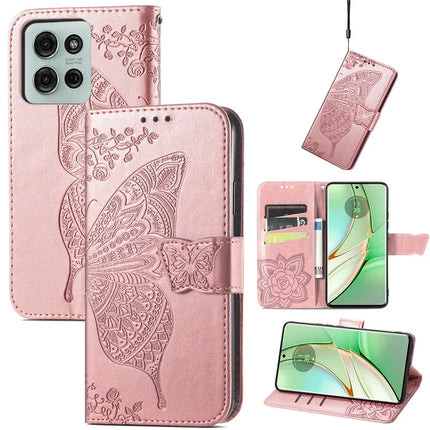 For Motorola Moto G75 5G Case PU Leather Wallet Phone Cover Butterfly Pattern