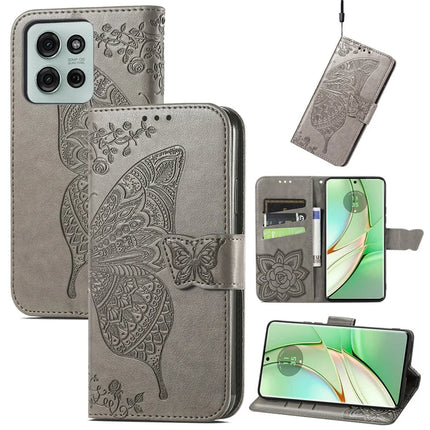 For Motorola Moto G75 5G Case PU Leather Wallet Phone Cover Butterfly Pattern