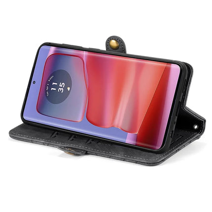 For Motorola Moto G75 5G Case Zipper Wallet Geometry Lines Leather Phone Cover