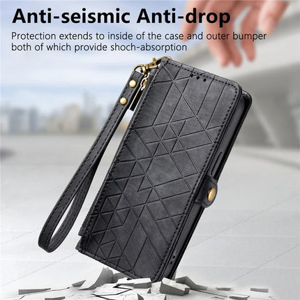 For Motorola Moto G75 5G Case Zipper Wallet Geometry Lines Leather Phone Cover