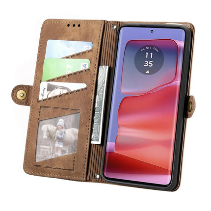 For Motorola Moto G75 5G Case Zipper Wallet Geometry Lines Leather Phone Cover
