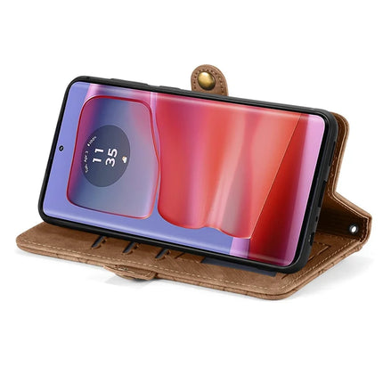 For Motorola Moto G75 5G Case Zipper Wallet Geometry Lines Leather Phone Cover