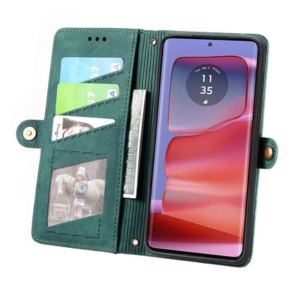 For Motorola Moto G75 5G Case Zipper Wallet Geometry Lines Leather Phone Cover