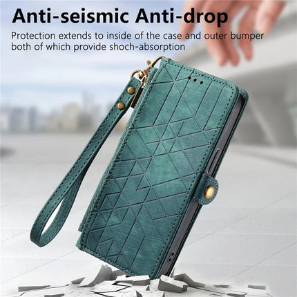 For Motorola Moto G75 5G Case Zipper Wallet Geometry Lines Leather Phone Cover