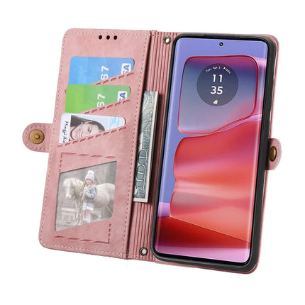 For Motorola Moto G75 5G Case Zipper Wallet Geometry Lines Leather Phone Cover