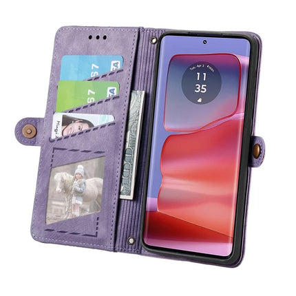 For Motorola Moto G75 5G Case Zipper Wallet Geometry Lines Leather Phone Cover