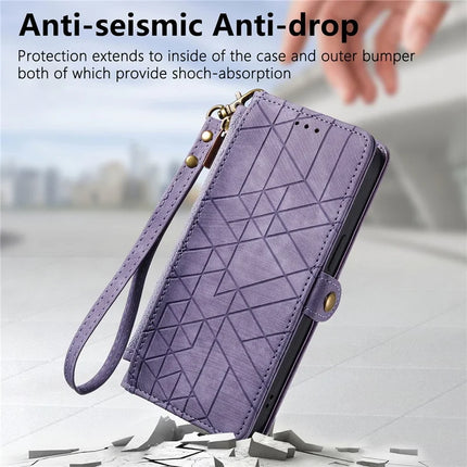 For Motorola Moto G75 5G Case Zipper Wallet Geometry Lines Leather Phone Cover