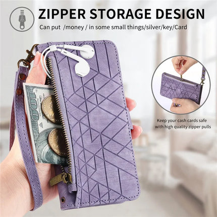 For Motorola Moto G75 5G Case Zipper Wallet Geometry Lines Leather Phone Cover