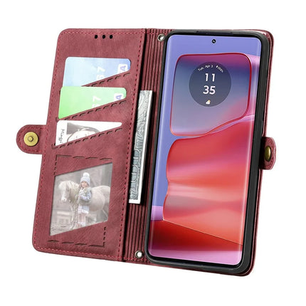 For Motorola Moto G75 5G Case Zipper Wallet Geometry Lines Leather Phone Cover