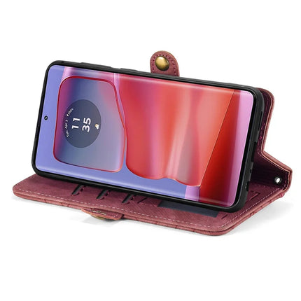 For Motorola Moto G75 5G Case Zipper Wallet Geometry Lines Leather Phone Cover