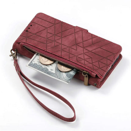 For Motorola Moto G75 5G Case Zipper Wallet Geometry Lines Leather Phone Cover