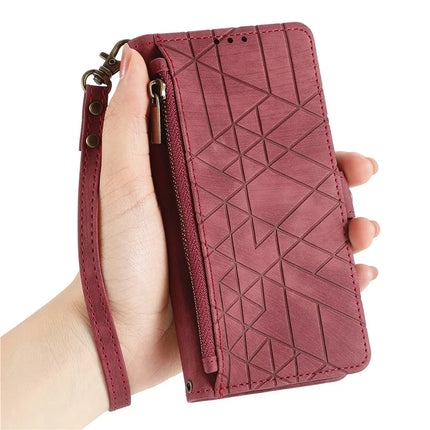 For Motorola Moto G75 5G Case Zipper Wallet Geometry Lines Leather Phone Cover