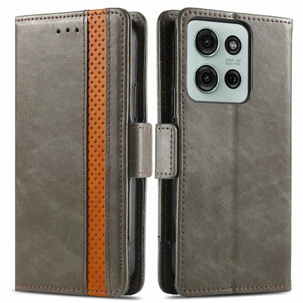 CASENEO 002 Series For Motorola Moto G75 5G Case Stand Wallet Splicing PU Leather Cover - Grey