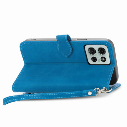 For Motorola Moto G75 5G Zipper Wallet Case Flower Imprint PU Leather Phone Cover with Strap