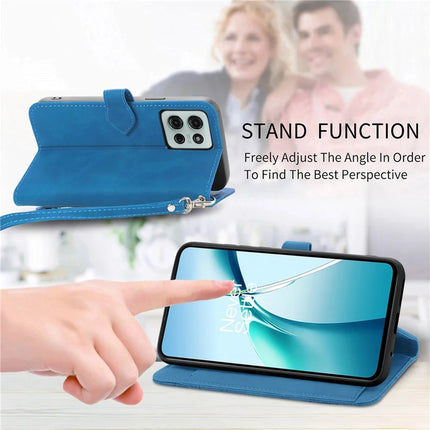 For Motorola Moto G75 5G Zipper Wallet Case Flower Imprint PU Leather Phone Cover with Strap
