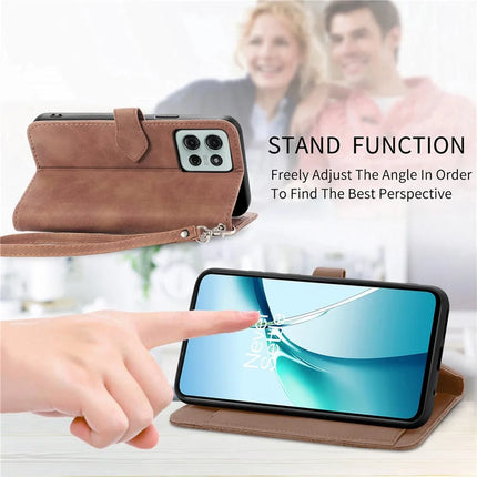 For Motorola Moto G75 5G Zipper Wallet Case Flower Imprint PU Leather Phone Cover with Strap