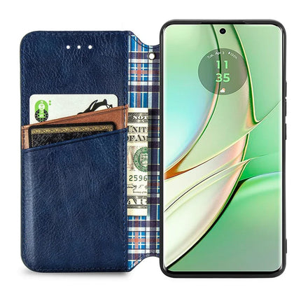 For Motorola Moto G75 5G PU Leather Case Rhombus Imprint Wallet Stand Phone Cover