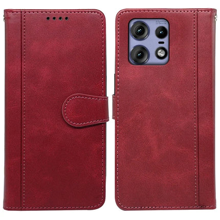 For Motorola Edge 50 Pro 5G Case Calf Texture Leather Stand Book Style Phone Cover - Red