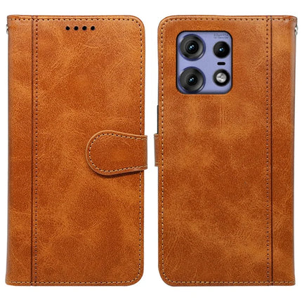 For Motorola Edge 50 Pro 5G Case Calf Texture Leather Stand Book Style Phone Cover - Yellow