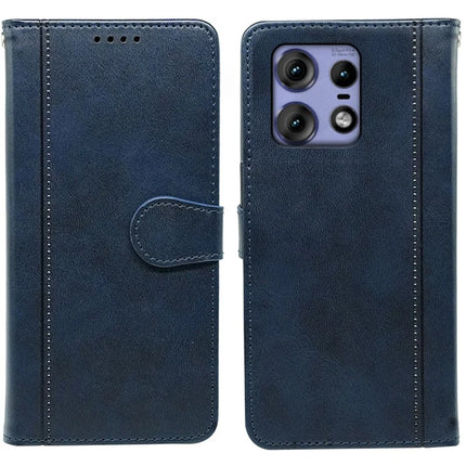For Motorola Edge 50 Pro 5G Case Calf Texture Leather Stand Book Style Phone Cover - Blue