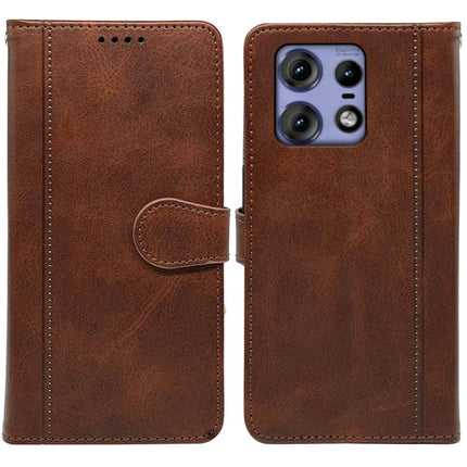 For Motorola Edge 50 Pro 5G Case Calf Texture Leather Stand Book Style Phone Cover - Brown
