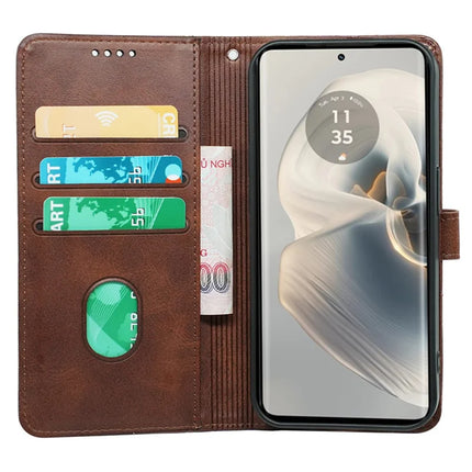 For Motorola Edge 50 Pro 5G Case Calf Texture Leather Stand Book Style Phone Cover
