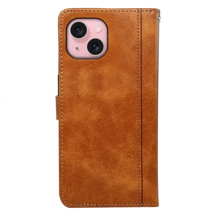 For iPhone 14 Case Calf Texture Leather Stand Book Style Phone Cover