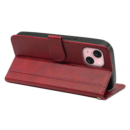 For iPhone 14 Case Calf Texture Leather Stand Book Style Phone Cover