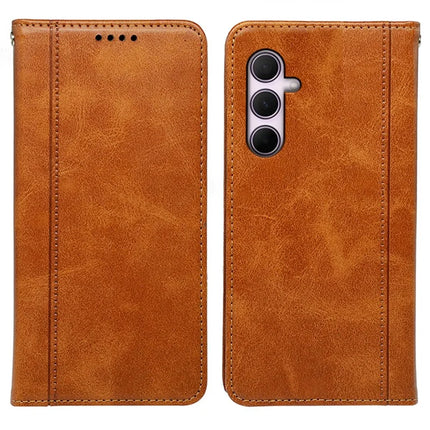 For Samsung Galaxy A16 5G  /  4G Case Hidden Magnetic Closure Calf Texture Leather Phone Cover - Yellow