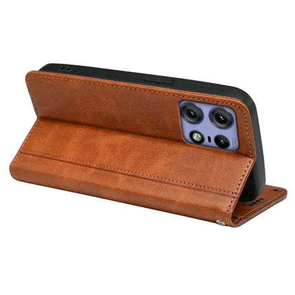 For Motorola Edge 50 Pro 5G Case Hidden Magnetic Closure Calf Texture Leather Phone Cover