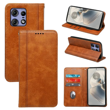 For Motorola Edge 50 Pro 5G Case Hidden Magnetic Closure Calf Texture Leather Phone Cover