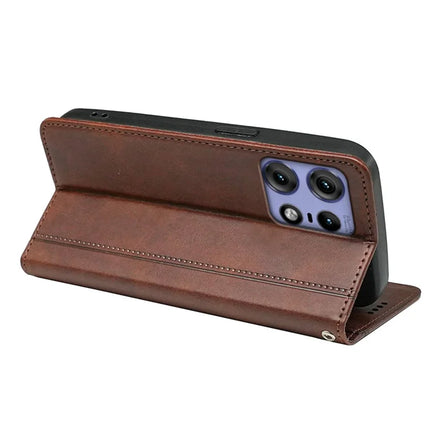 For Motorola Edge 50 Pro 5G Case Hidden Magnetic Closure Calf Texture Leather Phone Cover