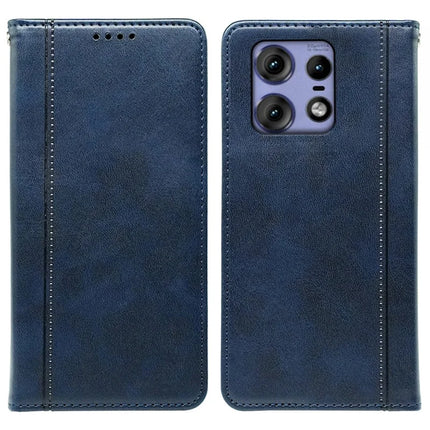 For Motorola Edge 50 Pro 5G Case Hidden Magnetic Closure Calf Texture Leather Phone Cover - Blue