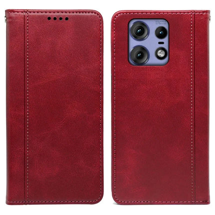 For Motorola Edge 50 Pro 5G Case Hidden Magnetic Closure Calf Texture Leather Phone Cover - Red