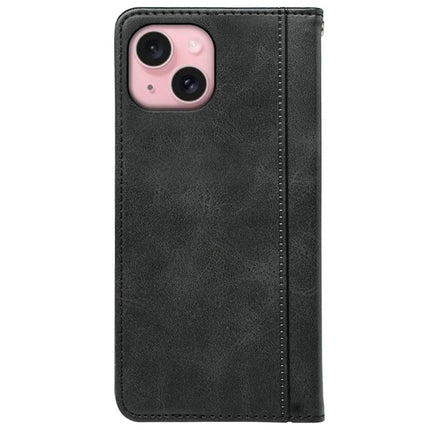 For iPhone 14 Case Hidden Magnetic Closure Calf Texture Leather Phone Cover