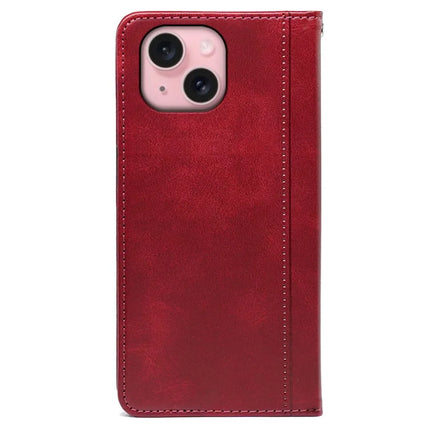For iPhone 14 Case Hidden Magnetic Closure Calf Texture Leather Phone Cover