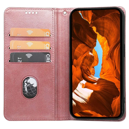 For iPhone 14 Case Hidden Magnetic Closure Calf Texture Leather Phone Cover