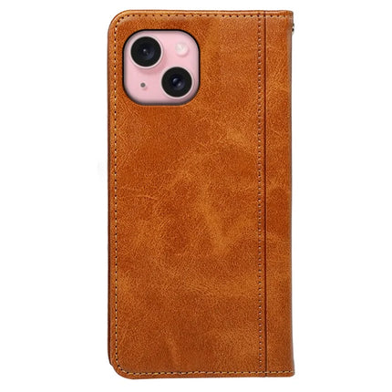 For iPhone 14 Case Hidden Magnetic Closure Calf Texture Leather Phone Cover