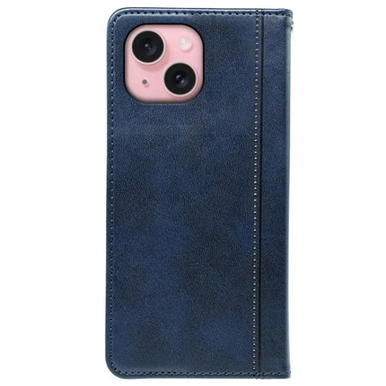 For iPhone 14 Case Hidden Magnetic Closure Calf Texture Leather Phone Cover