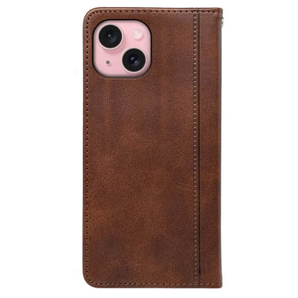 For iPhone 14 Case Hidden Magnetic Closure Calf Texture Leather Phone Cover