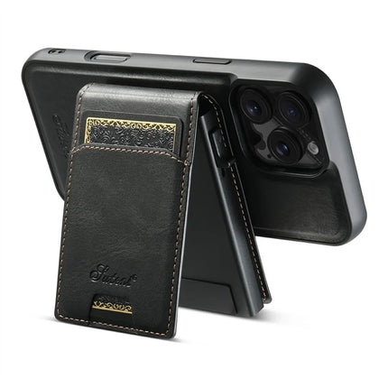 SUTENI H19 For iPhone 16 Pro Max Magnetic Case Waxy Texture Card Slots Leather Back Phone Cover