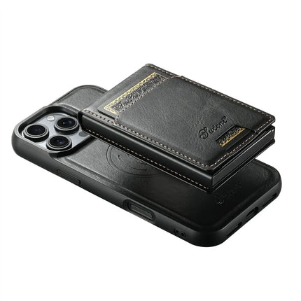 SUTENI H19 For iPhone 16 Pro Max Magnetic Case Waxy Texture Card Slots Leather Back Phone Cover
