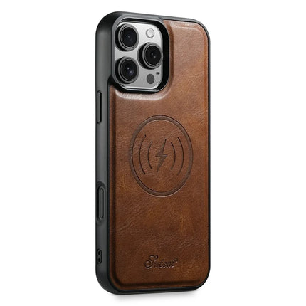 SUTENI H19 For iPhone 16 Pro Max Magnetic Case Waxy Texture Card Slots Leather Back Phone Cover