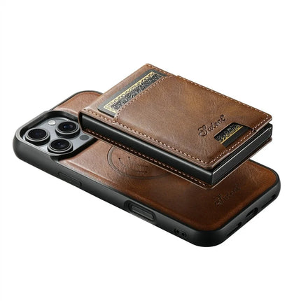 SUTENI H19 For iPhone 16 Pro Max Magnetic Case Waxy Texture Card Slots Leather Back Phone Cover